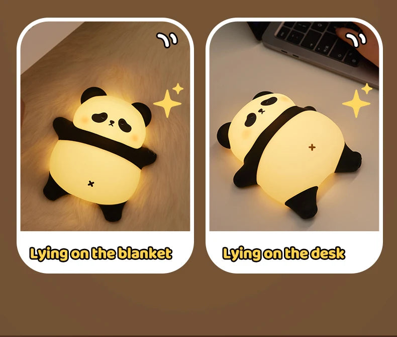 Panda LED Night Light Cute Silicone Lamp Baby Nursery Touch Sensor Nightlight Rechargeable with 3 Warm Light for Wholesale tableandwalllamps