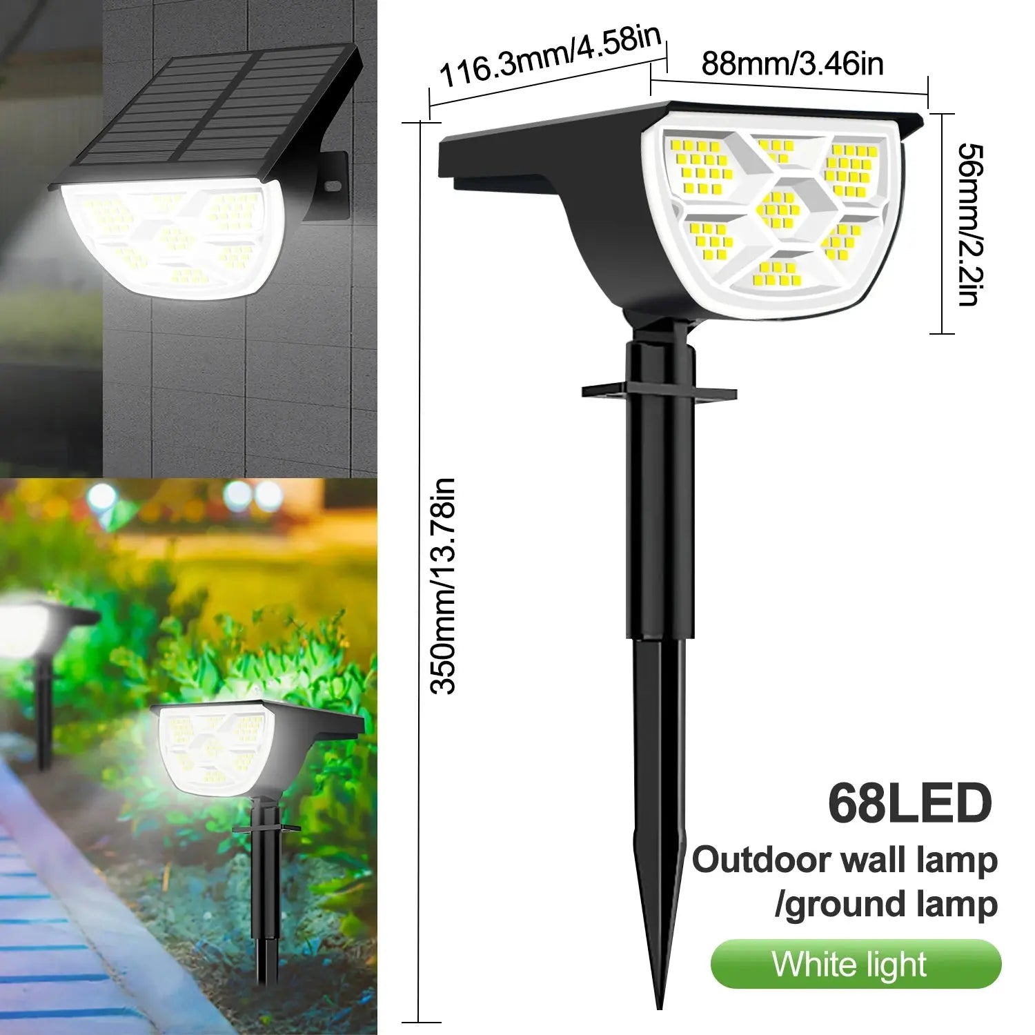 1/2/4PCS Solar Spot Light 68/72 LED Outdoor Garden Solar Landscape Spotlights Waterproof 3 Modes Wall Light Door Backyard Garage tableandwalllamps