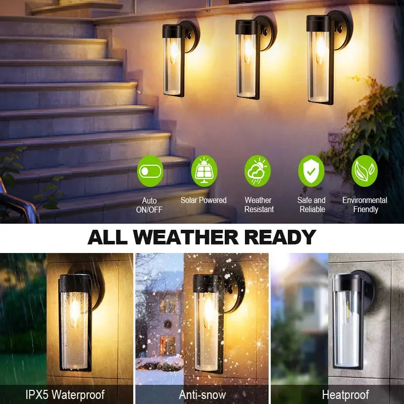 Solar Wall Lamp Outdoor Waterproof Intelligent Induction Tungsten Filament Lamp Courtyard Garden Villa Lighting Night Light tableandwalllamps