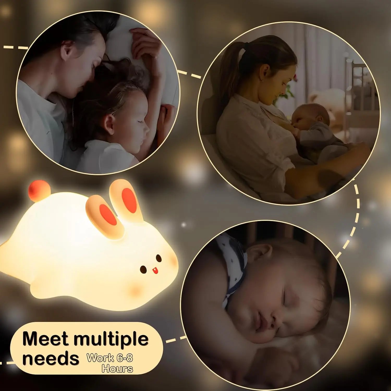 LED Night Lights Cute Rabbit Duck Silicone Lamp USB Rechargeable Desk Light Bedside Decor Kids Baby nightlight Birthday Gift tableandwalllamps