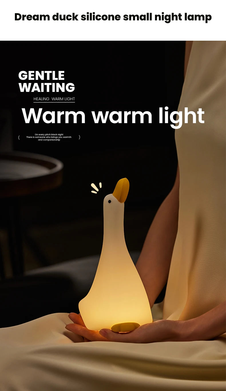 Funny Duck Rechargeable LED Night Light Silicone Lamp Bedside Cartoon Cute Children Nightlights for Home Room Decor Birthday Gif tableandwalllamps