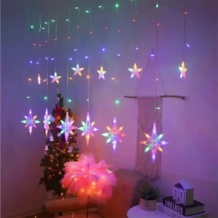 Christmas Lights Solar Moon Star LED String Lights Decoration for Home outdoor Wedding Led Curtain Lamp Holiday Decor tableandwalllamps