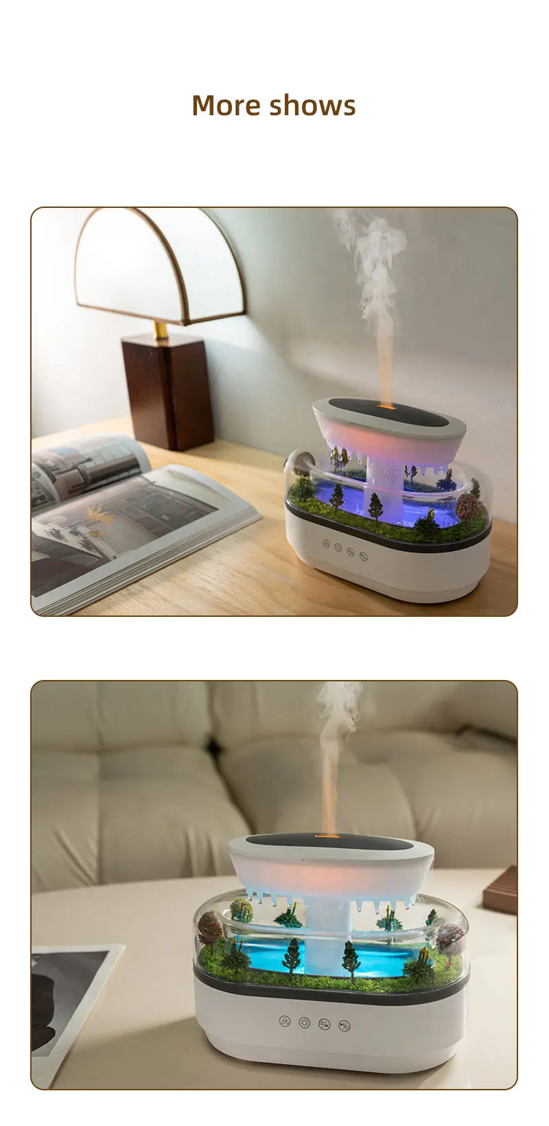 Micro Landscape Raindrop Aromatherapy Diffuser Essential Oil Aromatherapy Diffuser Colorful Gradient Ambient Light Mist Diffuser tableandwalllamps