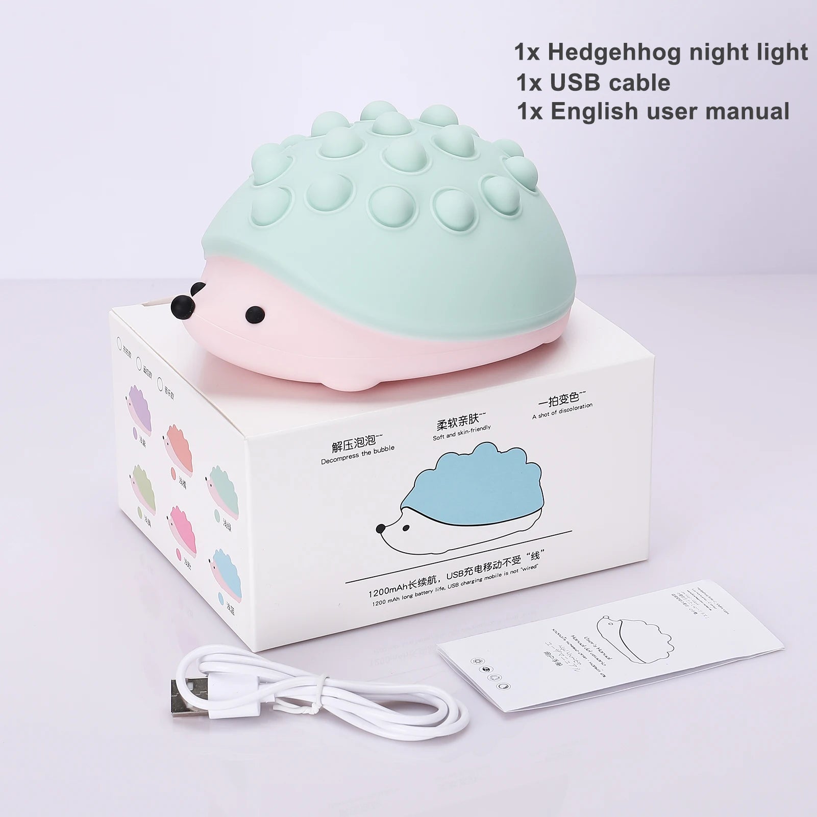 Office Decompression Toy Night Light Cute Hedgehog Colorful Eye Protection Baby Bedroom Nursing Lamp Creative Gift Child Friend tableandwalllamps