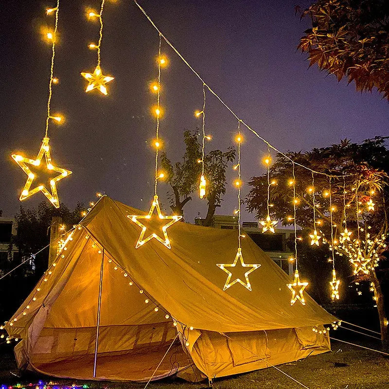 Christmas Lights Solar Moon Star LED String Lights Decoration for Home outdoor Wedding Led Curtain Lamp Holiday Decor tableandwalllamps