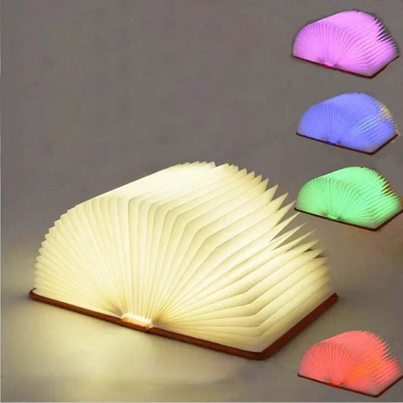 3D Folding Creative LED Night Light RGB Color USB Recharge Wooden Book Light Decor Bedroom Desk Table Lamp for Kid Brithday Gift tableandwalllamps