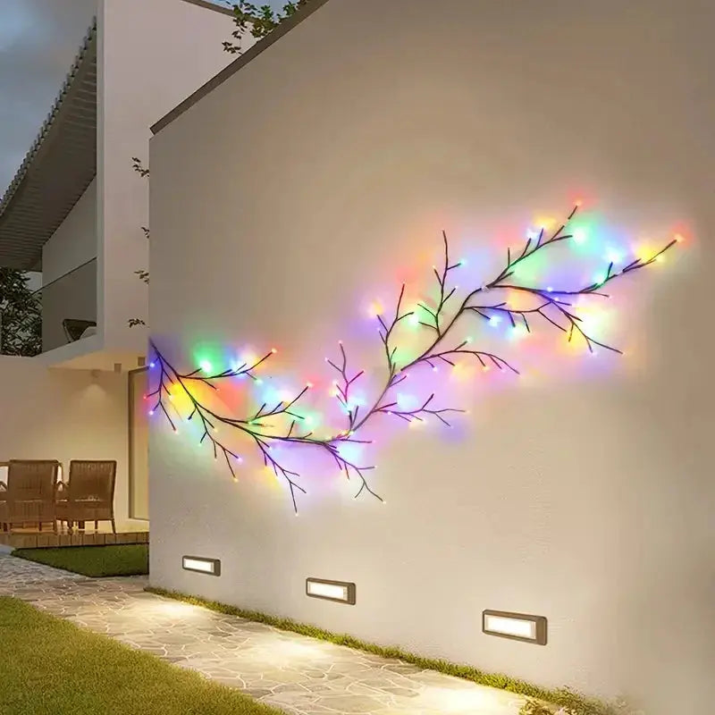 96LED Willow Vine String Lights USB DIY 8 Modes Lights Wall Vines with Lights Willow Branch Lights for Bedroom Christmas Decor tableandwalllamps