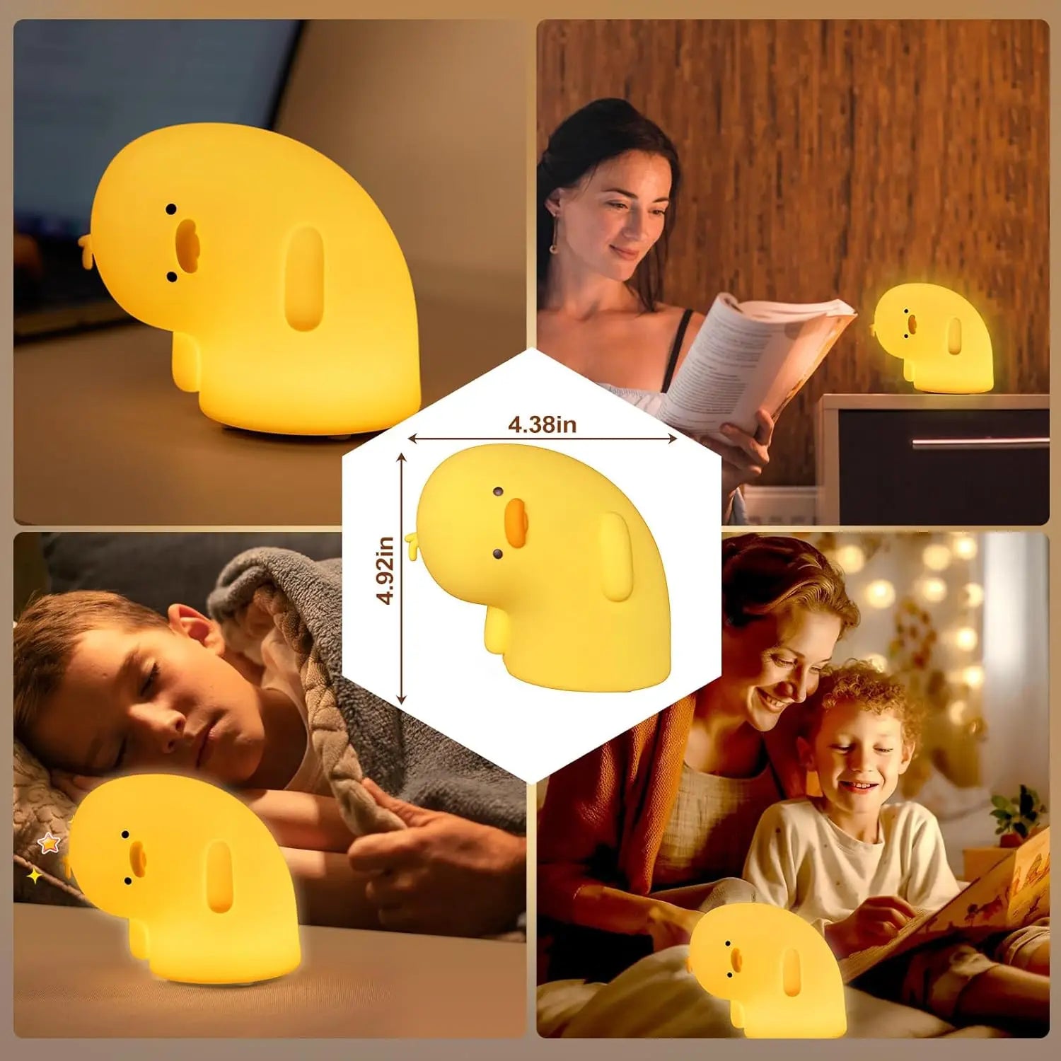 Funny Duck Rechargeable LED Night Light Silicone Lamp Bedside Cartoon Cute Children Nightlights for Home Room Decor Birthday Gif tableandwalllamps