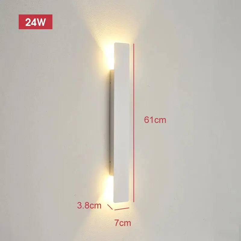 Outdoor Waterproof Wall Lamps Strip Aluminum Wall Lights 18W LED Black Wall Lamp Bedroom Exterior Outdoor Lighting Fixtures tableandwalllamps