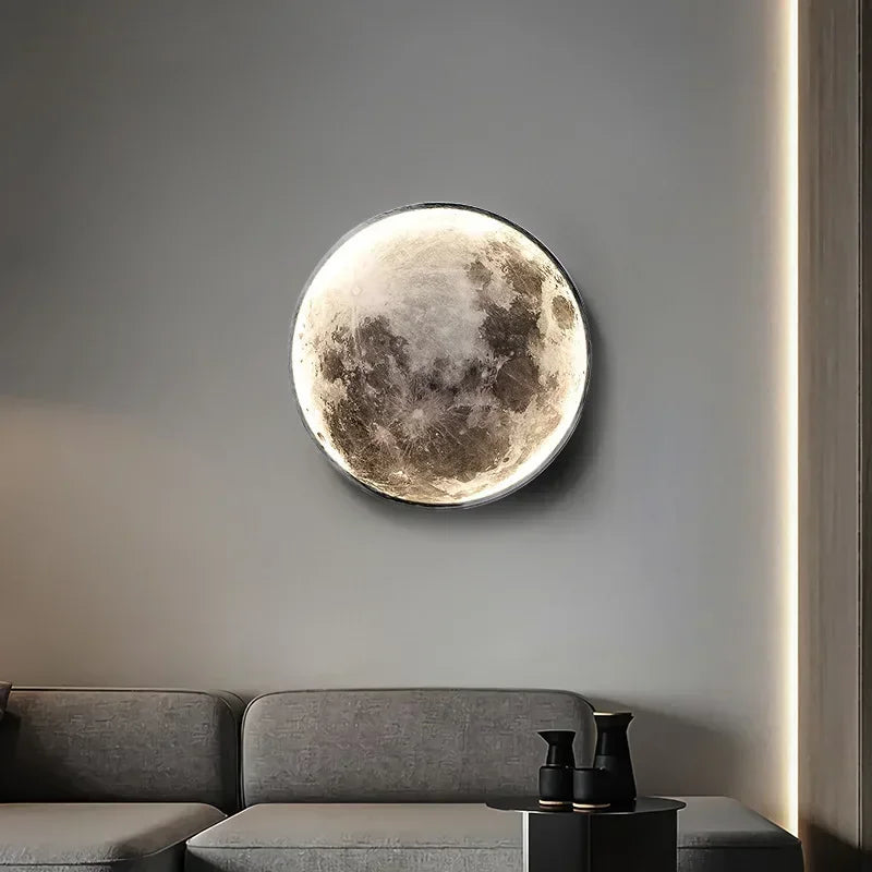 Nordic Art Design LED Moon Wall Lamp Bedroom Bedside Living Room Background  Lights Corridor Mural Courtyard Lighting Decor tableandwalllamps