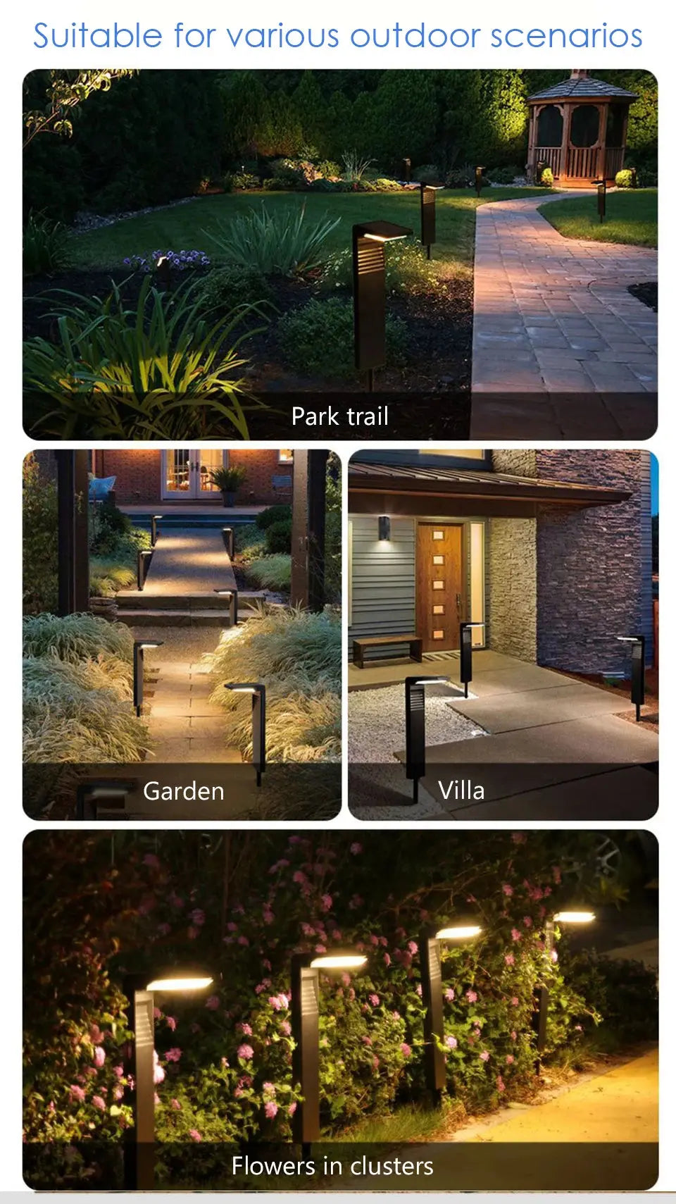 Super Bright Solar Pathway Lights Waterproof Lights LED Landscape Lightings for Yard Lawn Patio Driveway Sidewalk Walkway Garden tableandwalllamps