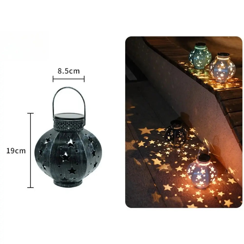 Garden Star Projector Lamp Hanging Solar Lights Outdoor Hanging Solar Lanterns Retro Solar Lamp with Handle Outside Decorations tableandwalllamps