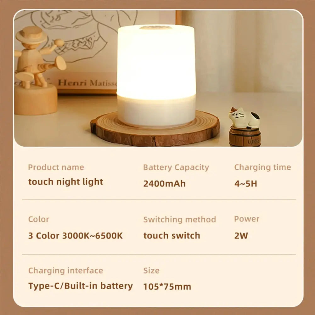 Touch Night Lamp USB LED Lamp With Switch Rechargeable Three Colors Lights For Kitchen Hallway Closet Bedroom Home Night Light tableandwalllamps