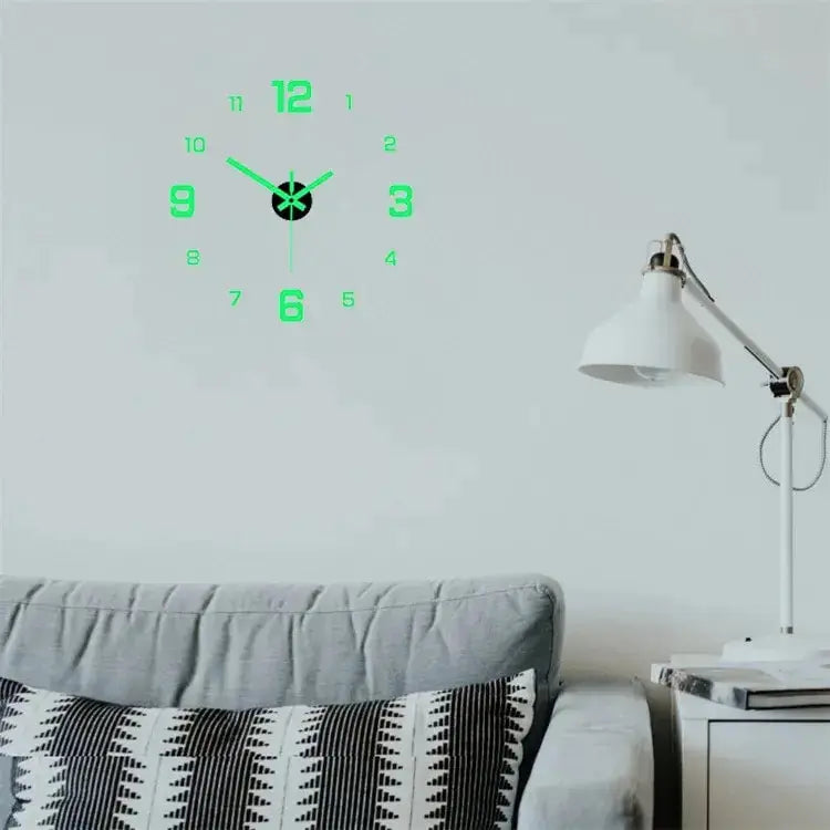 EW Creative Simple Luminous Digital Clock European Style DIY Silent Wall Clock Study Living Room Punch-Free Wall Sticker Clock tableandwalllamps