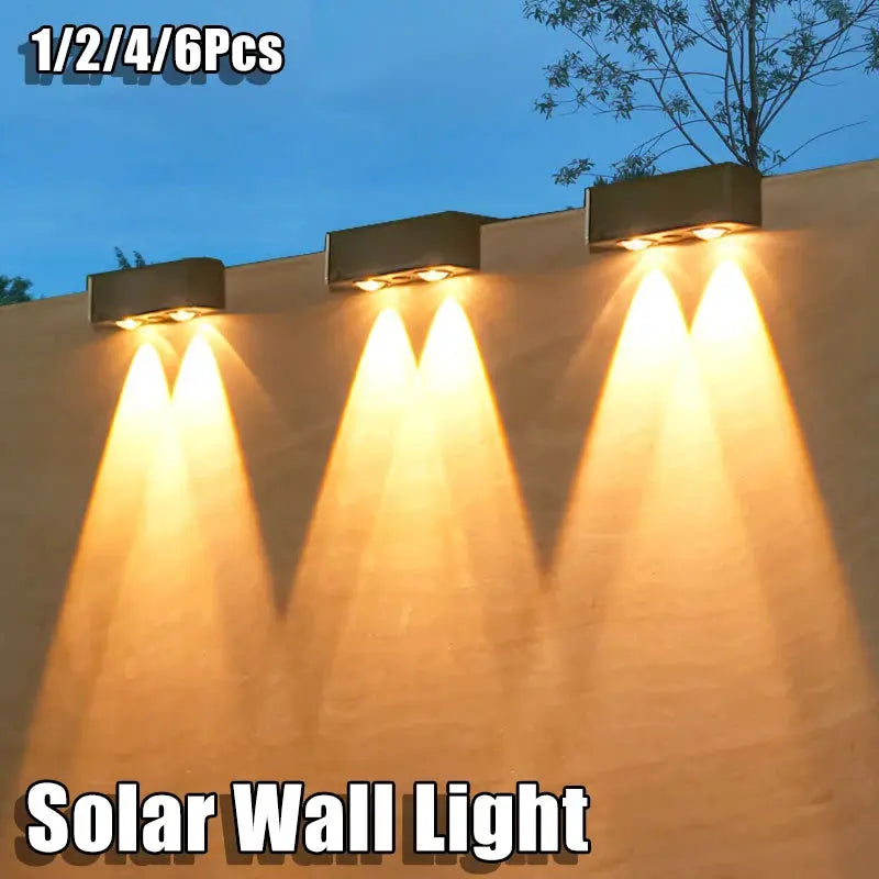 1/2/4/6 Pcs Outdoor Solar Wall Light Waterproof Fence Lamp Ultra Strong Spotlight Illumination for Garden Fence or Exterior Wall tableandwalllamps