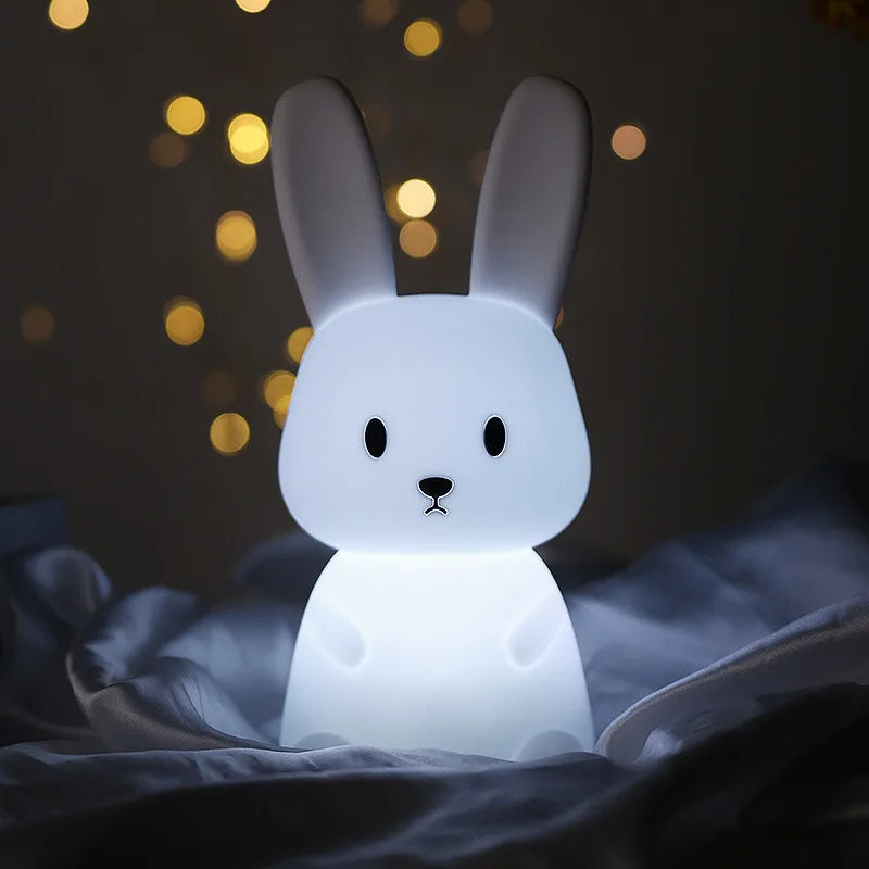 Cute Silicone Night Light Rabbit Whale Cat Touch Sensor USB Rechargeable Bedroom Bedside Lamp For Kids Baby Dropshipping tableandwalllamps