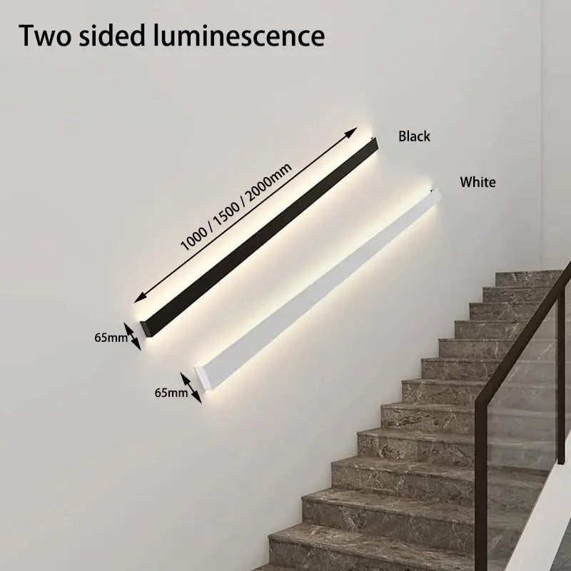 Surface Mounted Long Armrest Wall Lamp Staircase Hallway Lighting Simple Line Lamp Bedroom Light White Black Decorative Sconce tableandwalllamps