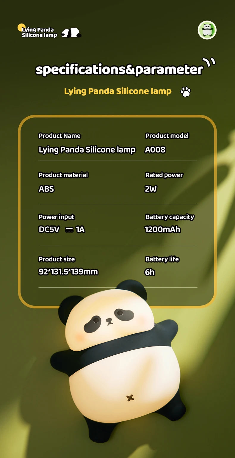 4Styles Panda LED Night Light Cute Silicone Lamp Baby Nursery Touch Sensor Nightlight Rechargeable with 3 Warm Light for Bedroom tableandwalllamps