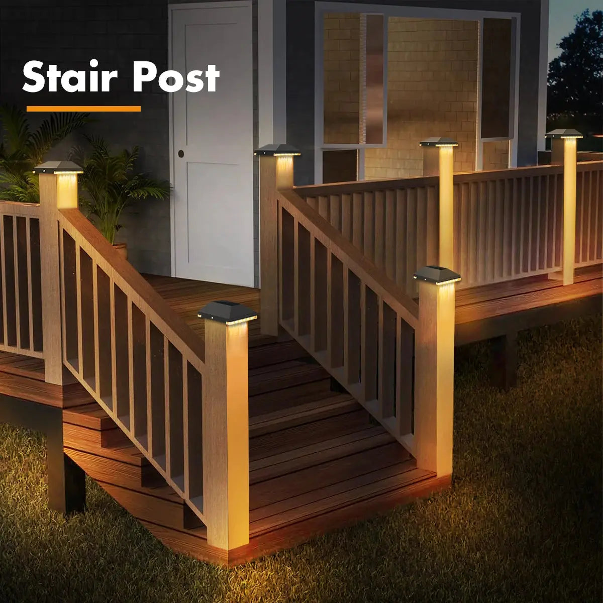 2/6 Packs Solar Post Cap Light Fence Outdoor Garden Black Deck Light for 3.5x3.5 4x4 Wooden Vinyl Post Gate patio Solar Cap Lamp tableandwalllamps