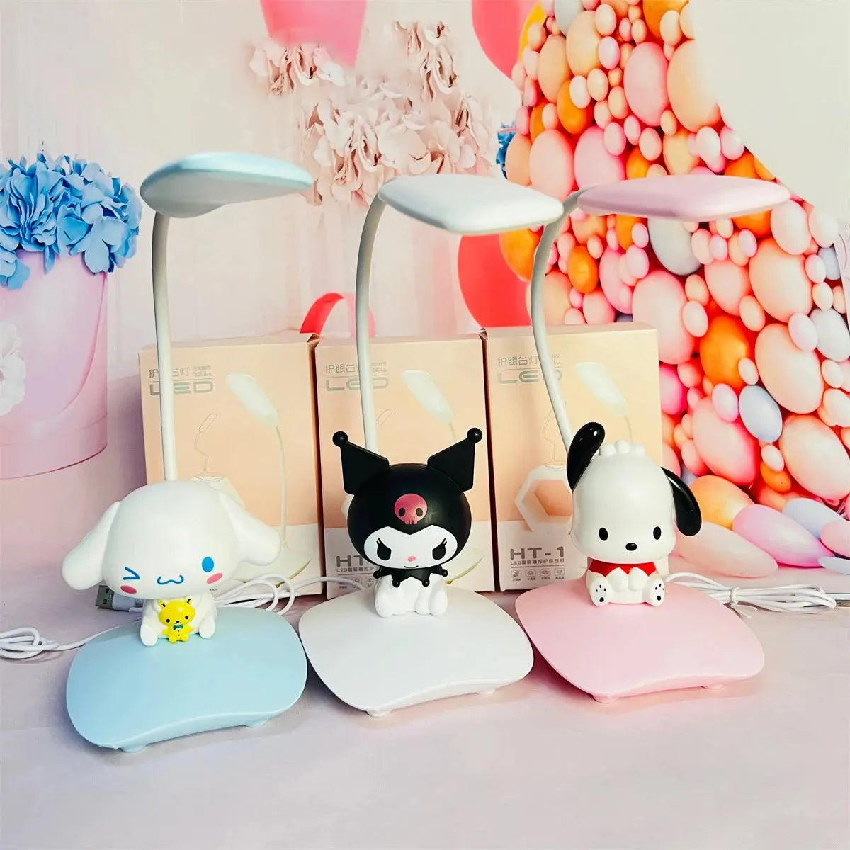 Sanrio Hellokitty Usb Night Light My Melody Kawaii Cartoon Bedroom Table Lamp Learning Eye Protection Lamp Ornament Cute Gift tableandwalllamps