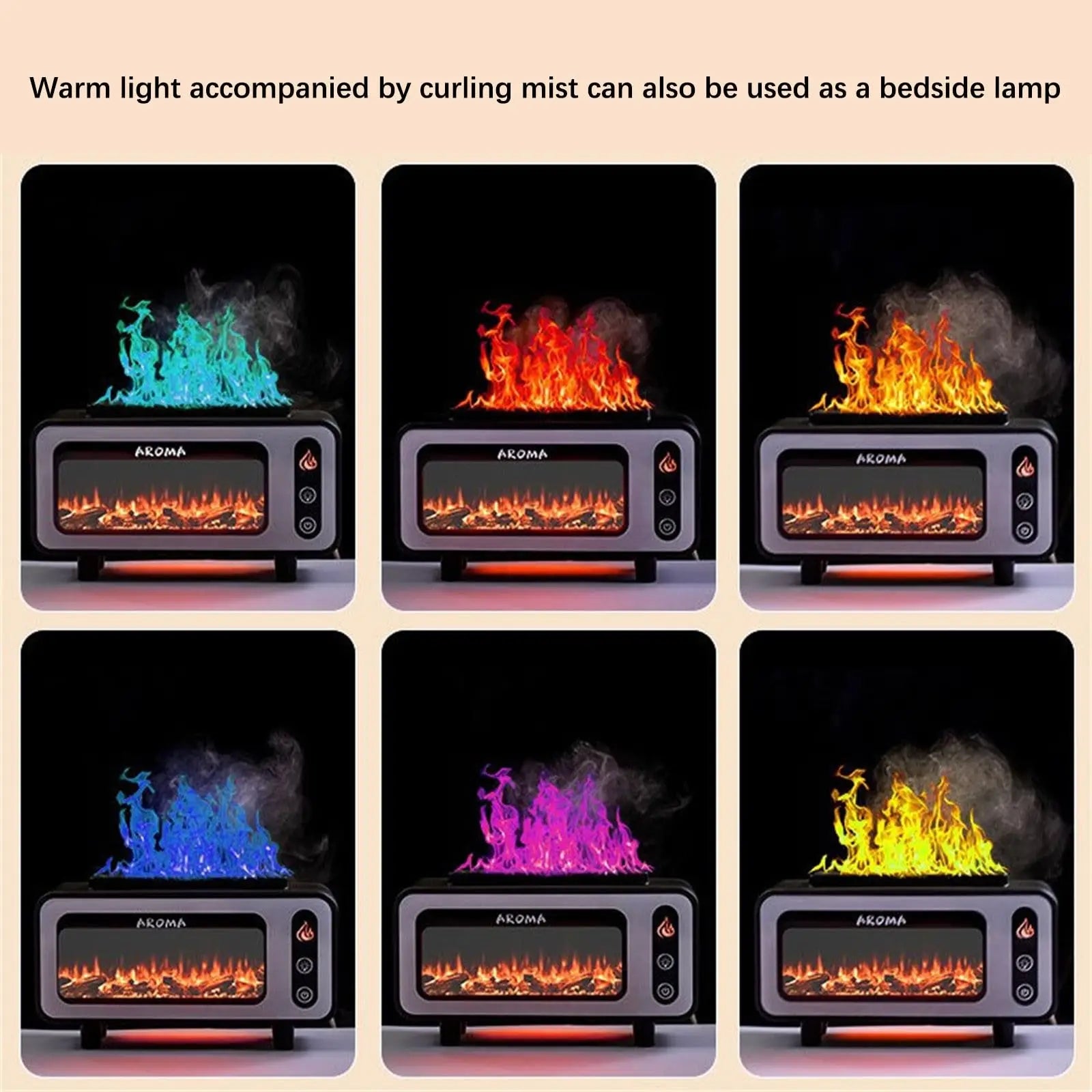 Colourful Flame Home USB Aromatherapy Diffuser Large Capacity Water Tank Fireplace Essential oils Air Humidifier Christmas Gifts tableandwalllamps