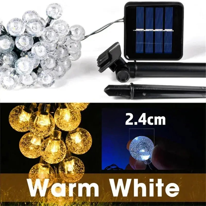 20~200LED Solar Lights Outdoor Globe Fairy String Light Christmas Garland 8 Modes Waterproof Patio Light for Garden Party Decor tableandwalllamps