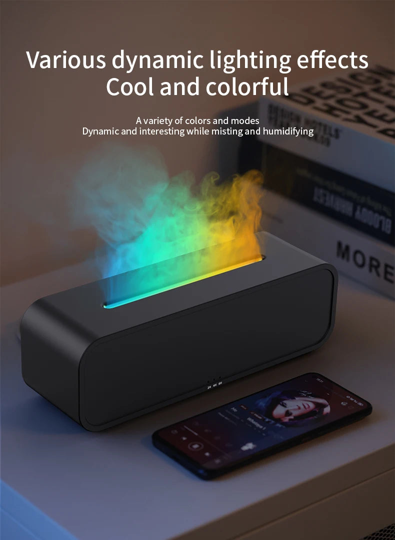 New Simulated Flame Aromatherapy Machine Remote Control 7-Color Lighting Timing Mute Humidification Household Perfume Dilator tableandwalllamps