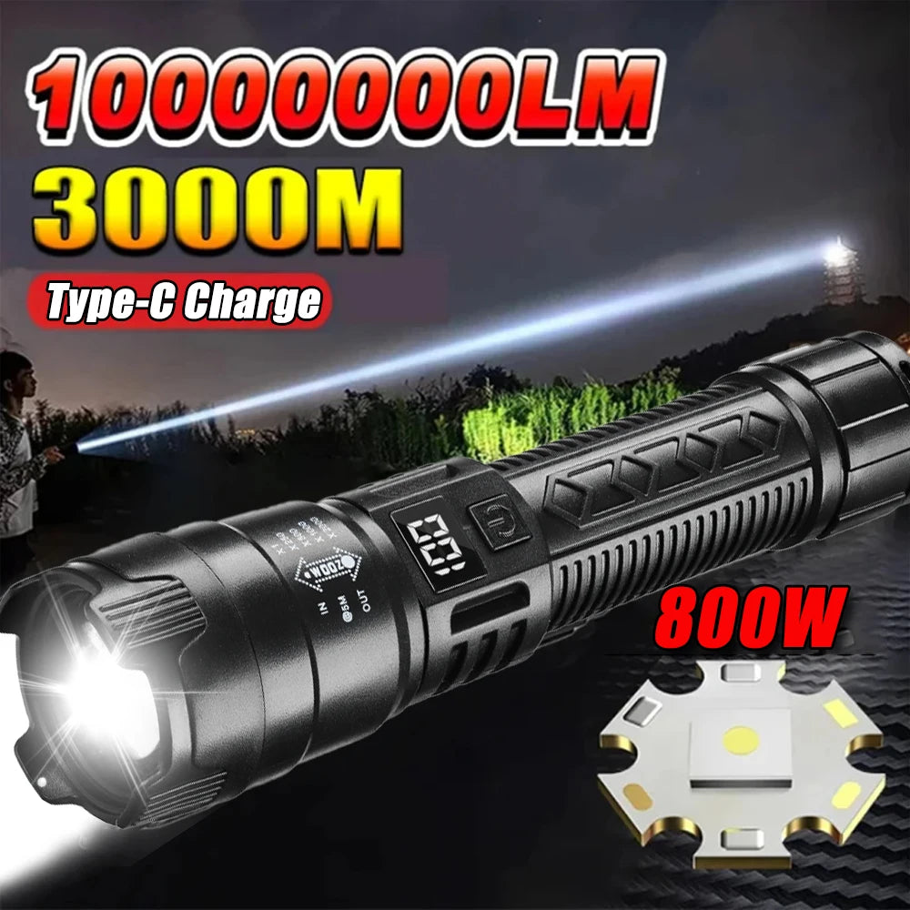 High Power 2000LM LED Flashlight Built-in Battery USB Rechargeable Strong Light Tactical Torch Outdoor Camping Hiking Lantern tableandwalllamps