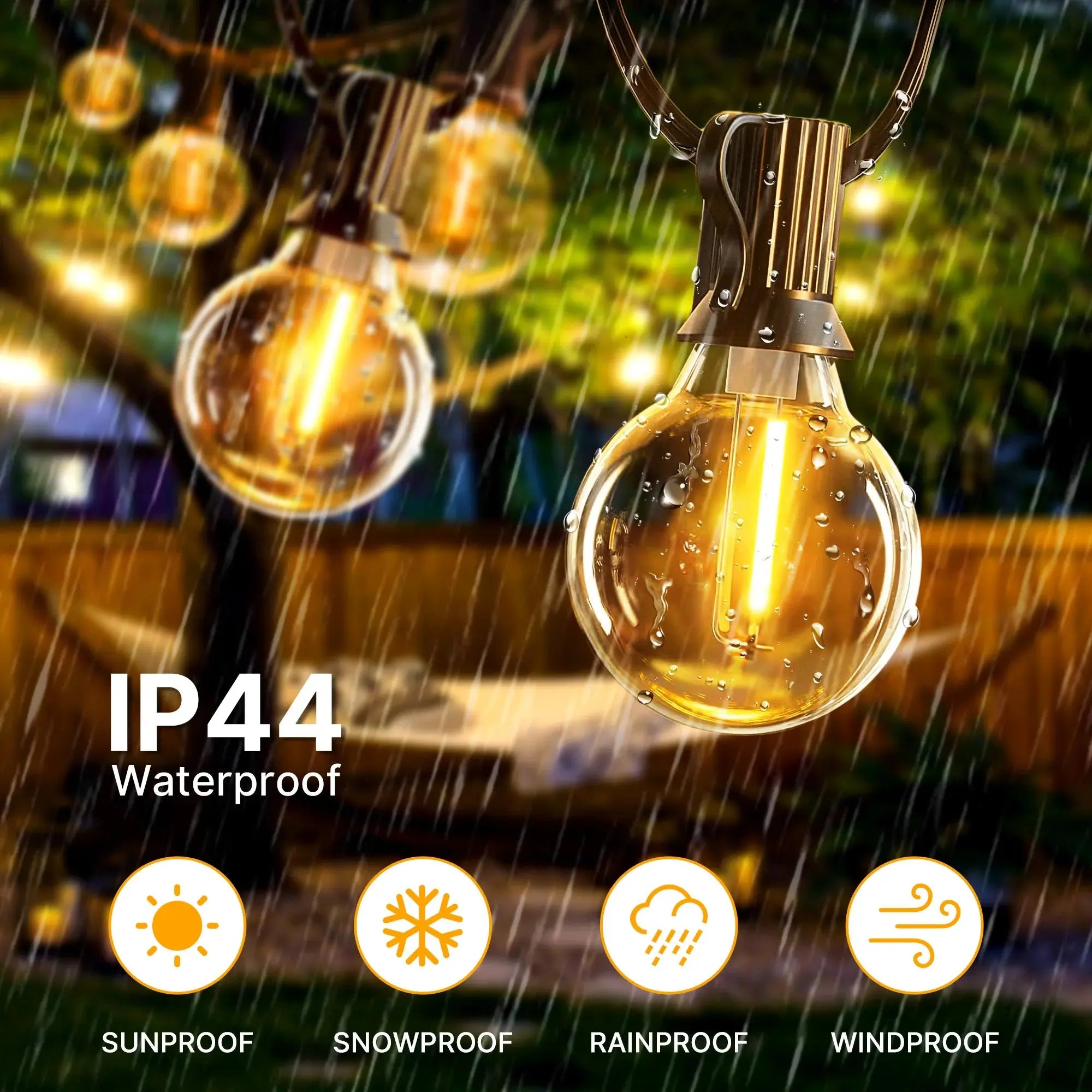 Solar String Lights Outdoor G40 Patio Lights with LED Shatterproof Bulbs,Weatherproof Hanging Lights for Backyard Bistro tableandwalllamps