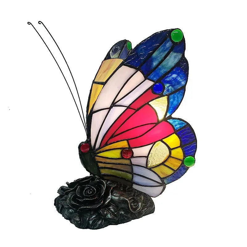 New American Butterfly Night Table Lamp Tiffany Style Bedroom Bedside Feeding Bar Ambiance Stained Glass Lamp Decoration tableandwalllamps