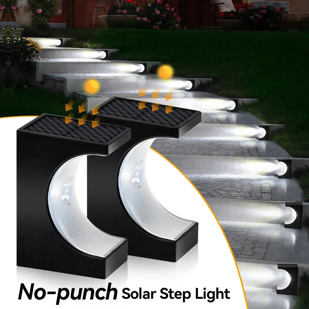 Solar Stair Light LED Porch Light Outdoor IP65 Waterproof Solar Light Decorative Lighting For Garden Deck Path 2pcs no-punch tableandwalllamps