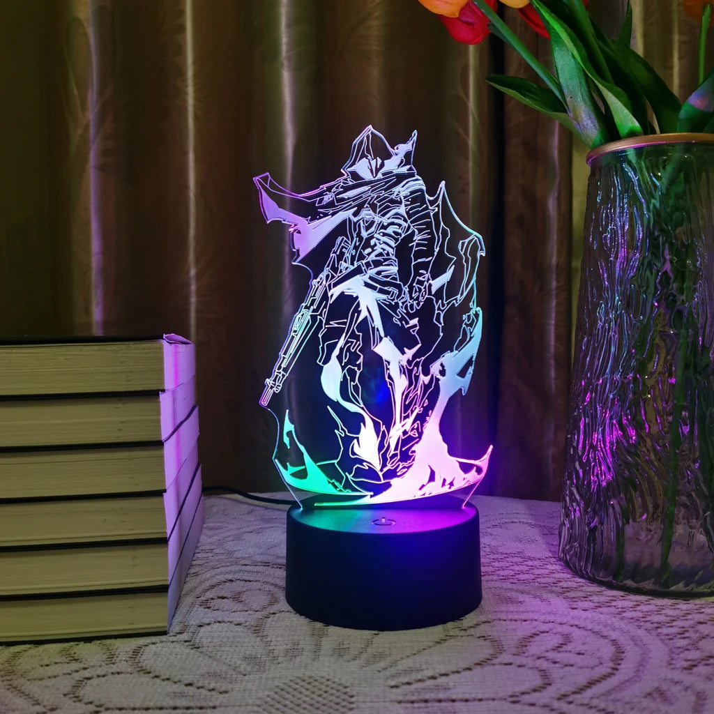 Omen Valorant Game Figure Acrylic Board Luminous Base For Kid Home Room Night Light Anime Led 3D Lamp Christmas Decor Gift Viper tableandwalllamps