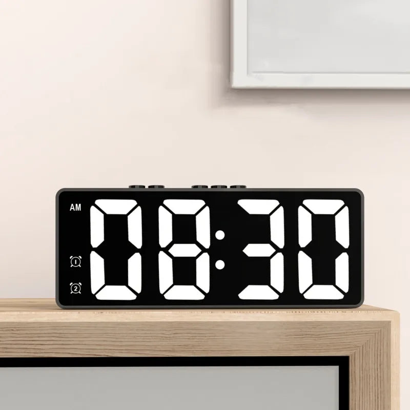 LED Alarm Clock Electronic Student Digital Clock Voice Control Dual Snooze 12/24H Dual Alarms Temperature Mute Table Clock tableandwalllamps