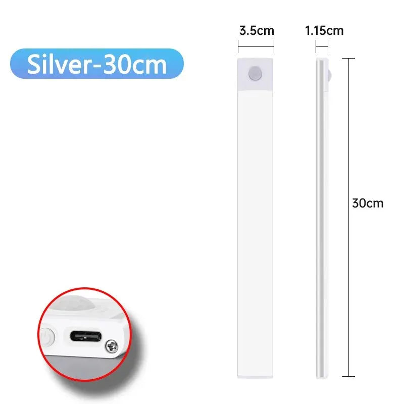 LED Cabinet Light USB Type-C Rechargeable Motion Sensor Led Lamp for Kitchen Wardrobe Cabinet Lighting 20cm/30cm/40cm/50cm/60cm tableandwalllamps