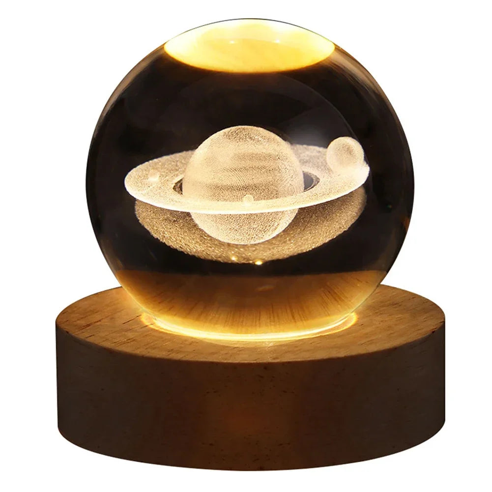 Crystal Ball LED Night Light Glowing Planet Galaxy Solar System Astronaut 3D Moon Table Lamp USB Room Atmosphere Lamp tableandwalllamps