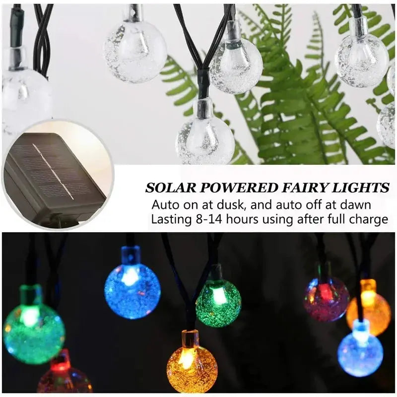 20~200LED Solar Lights Outdoor Globe Fairy String Light Christmas Garland 8 Modes Waterproof Patio Light for Garden Party Decor tableandwalllamps