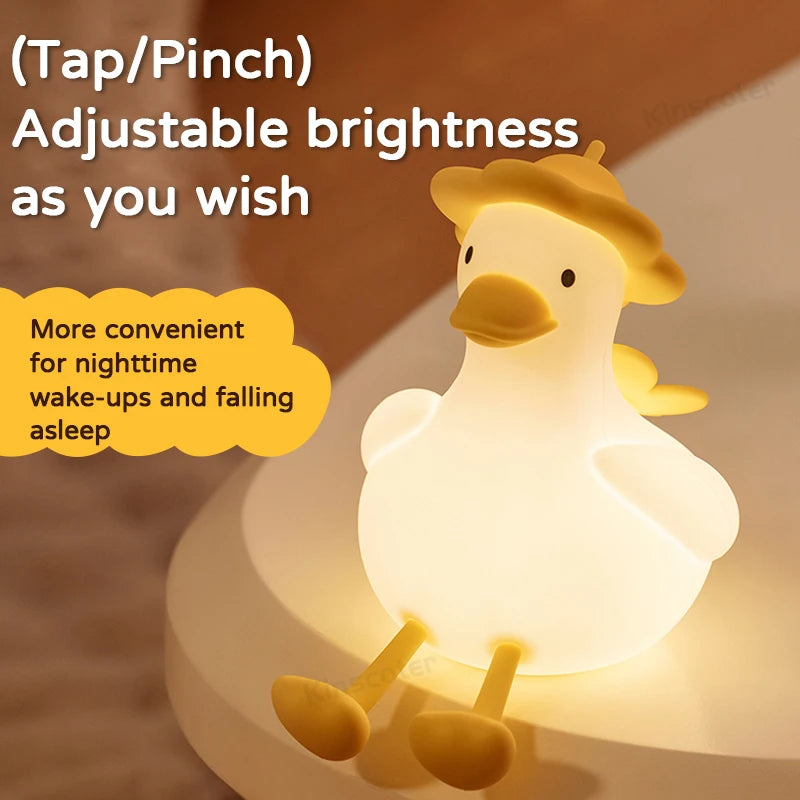 Cute Duck Night Light Bedside Desk Pat Touch Silicone Night Lamp Dimmable Baby Kids Room Decor Ambient Lighting Birthday Gifts tableandwalllamps