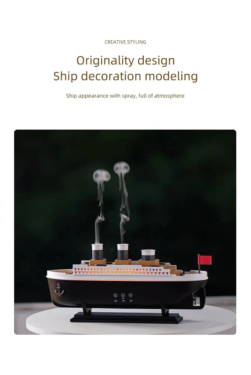 Titanic Ship Model Decoration Air Humidifier 250ml Essential Oil Diffuser Jellyfish Smoke Ring Spray Aroma Diffuser For Home tableandwalllamps