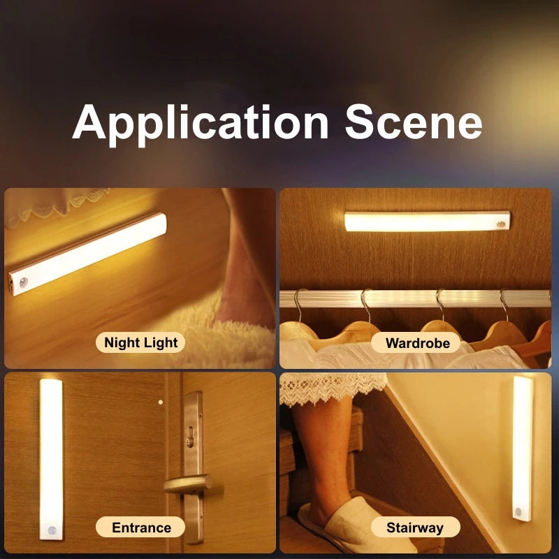 Night Light Motion Sensor Wireless LED Lamp Type C Rechargeable Light for Kitchen Staircase Aisle Bedroom Garden Drawing Office tableandwalllamps