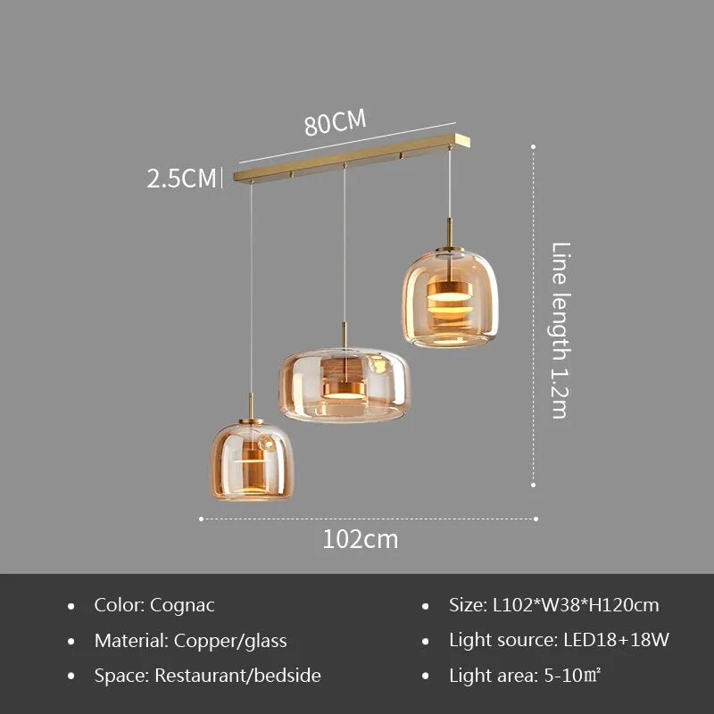 Modern Glass Led Pendant Light Nordic Suspension Dining Room Chandelier For Restaurant Kitchen Bedroom Bedside Hanging Lamp