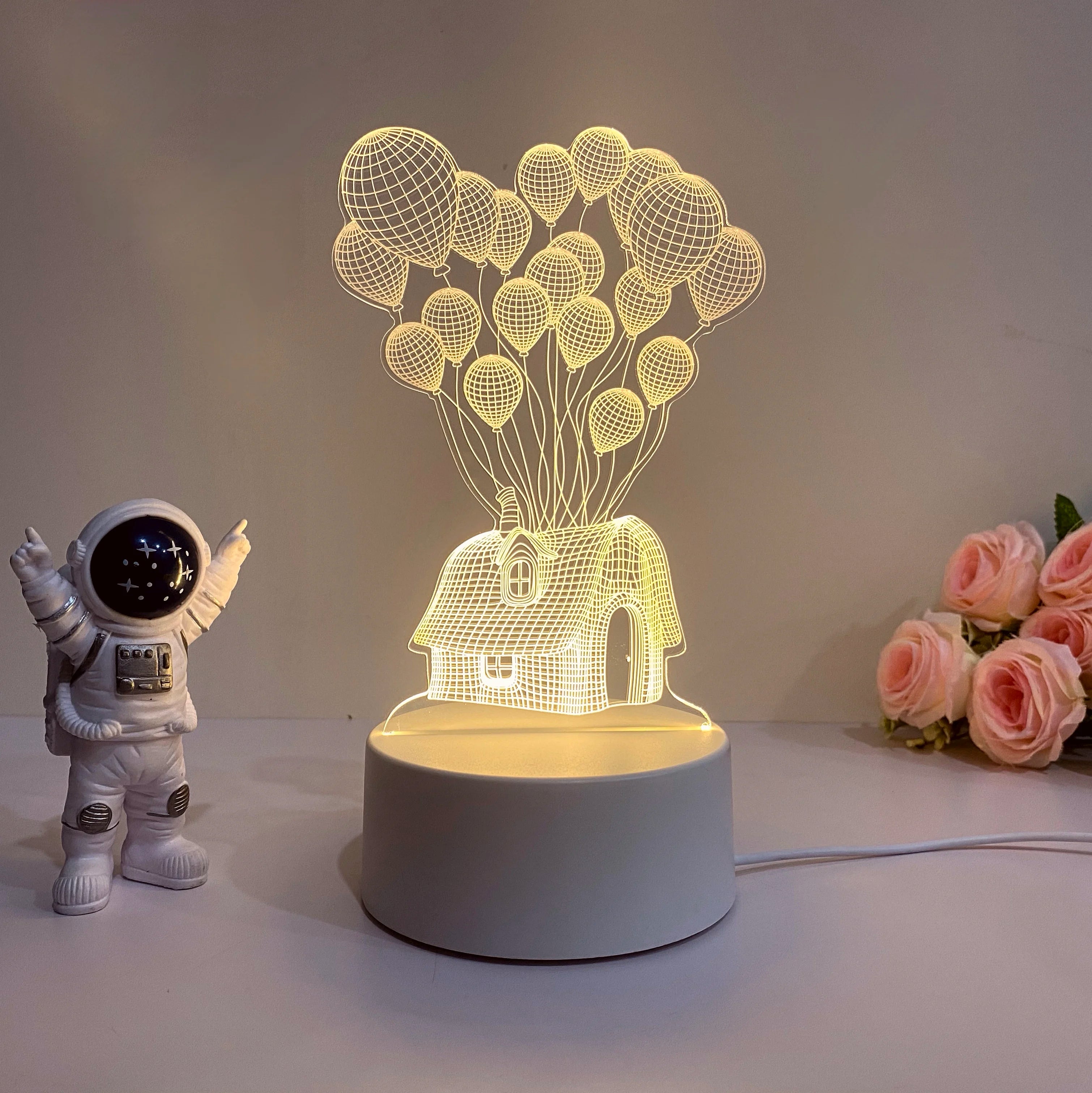 1pc balloon house 3D night light, mood mood light, USB soft light with sleeping light, holiday gift table light. tableandwalllamps