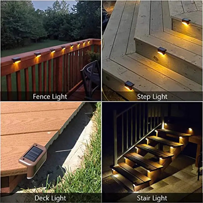 Warm White LED Solar Step Lamp Path Stair Outdoor Garden Lights Waterproof Balcony Light Decoration for Patio Stair Fence Light tableandwalllamps