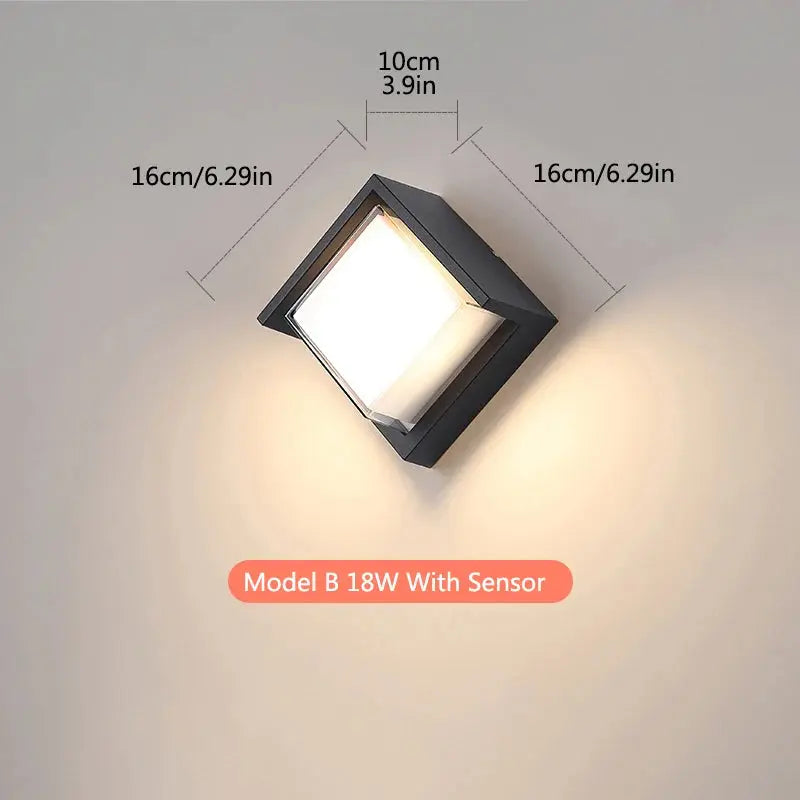 18W  Wall lamp Outdoor Waterproof LED Wall light Radar Motion Sensor AC85-265V Aluminum Garden Porch Lights wall lamp tableandwalllamps