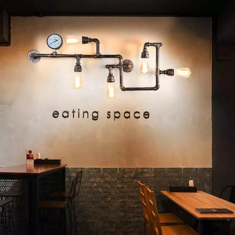 European Retro Wall Lamp Industrial Style Restaurant Bar Entrance Personalized Iron Art Water Pipe Decoration Lighting Fixtures tableandwalllamps