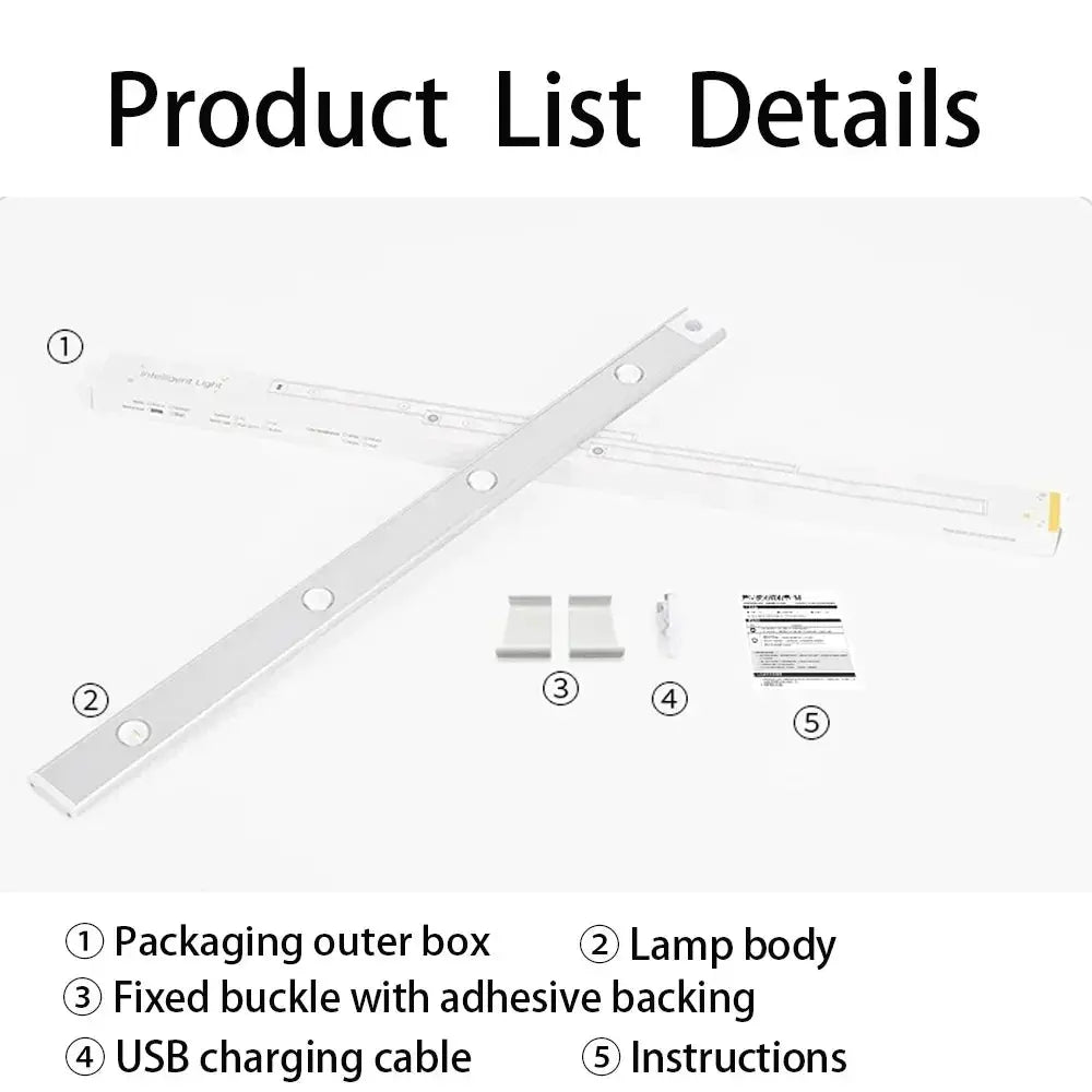 20/30/40/50cm LED Bar Light Motion Sensor USB Rechargeable LED Light for Kitchen Wardrobe Bedroom Indoor Lighting Cabinet Light tableandwalllamps