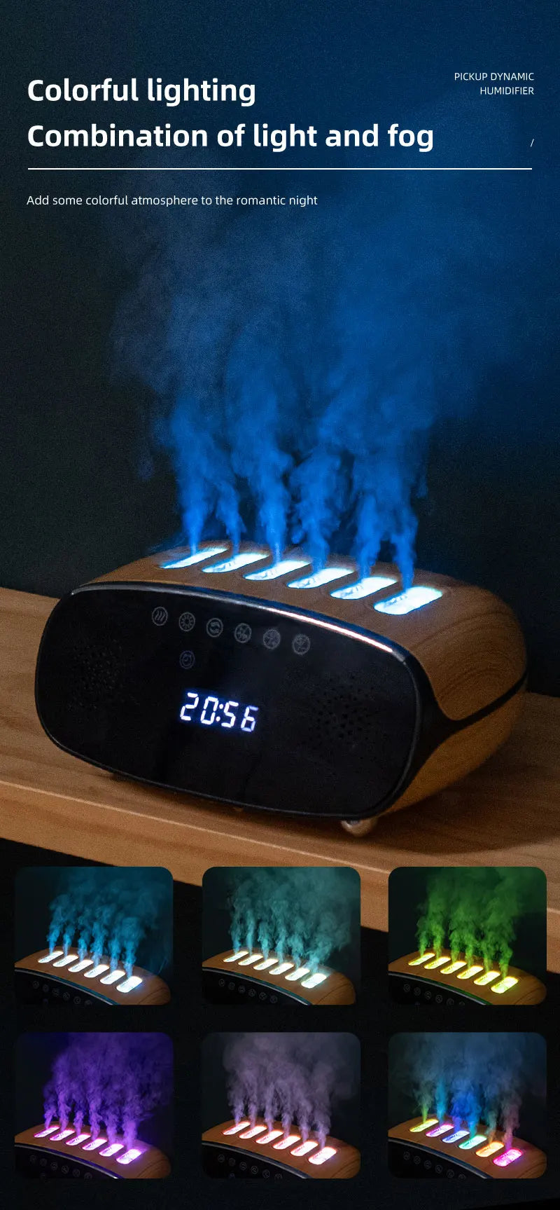 Essential Oil Diffuser, Aroma Diffuser with Bluetooth Speaker Alarm Clock - 500ml Cool Mist Humidifier with for Large Room Home tableandwalllamps