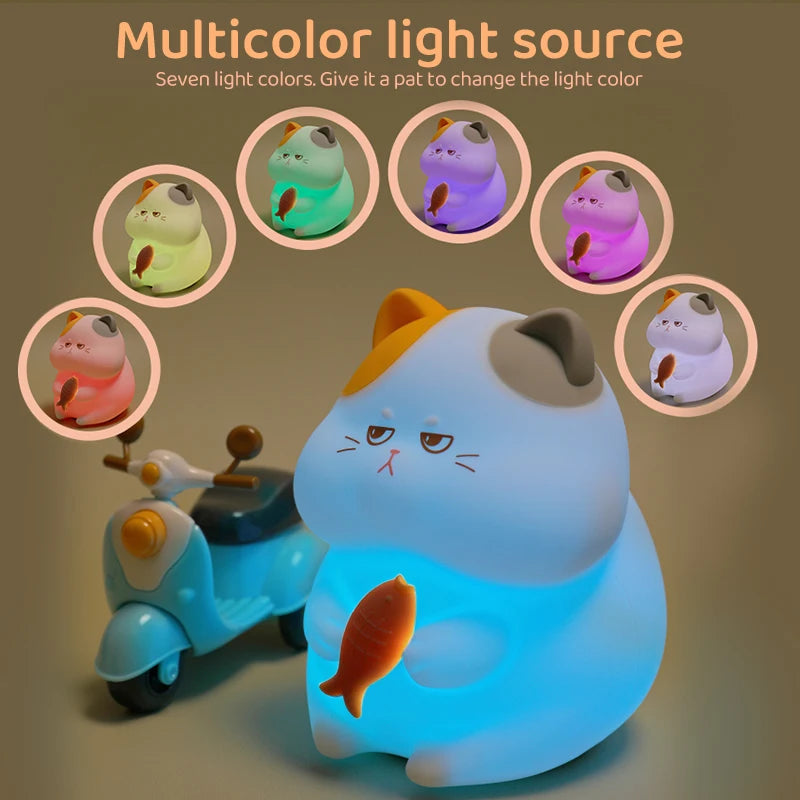 Silicone Cat Dog Night Light USB Rechargeable Nursery Sleeping Lamp Kawaii Cat Animal Night Lights for Kids Bedside Decoration tableandwalllamps