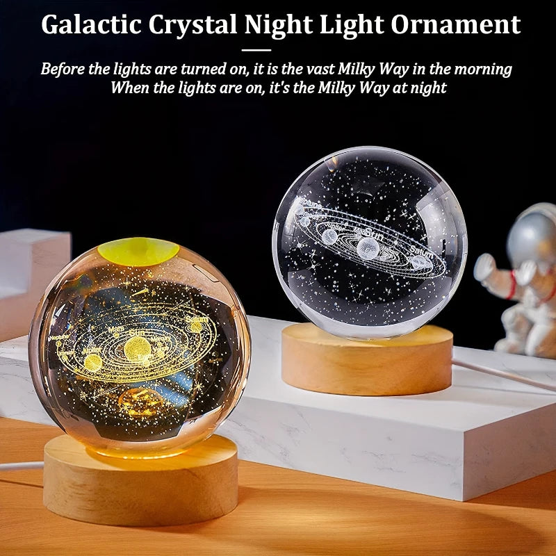 USB LED Night Light Galaxy Saturn 3D Crystal Ball Mood Light Bedroom Home Decor Table Lamp for Children Christmas Creative Gift tableandwalllamps