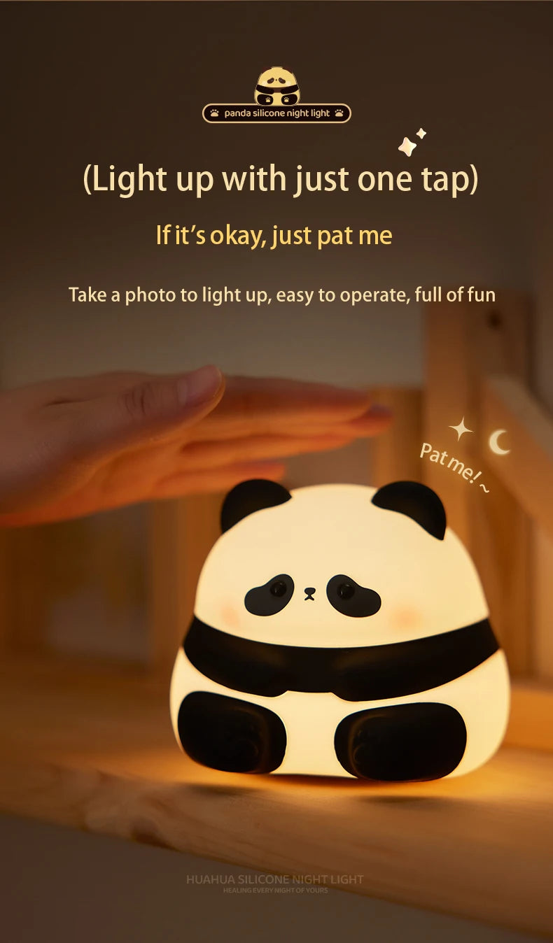 Panda Night Light, Touch Activated LED Desk Lamp, Cute Cartoon Baby Night Lamp for Kids Bedroom, Soft LED Nightlight for Kids tableandwalllamps