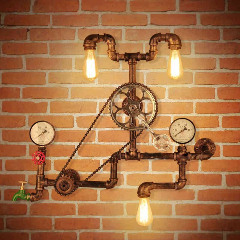 European Retro Wall Lamp Industrial Style Restaurant Bar Entrance Personalized Iron Art Water Pipe Decoration Lighting Fixtures tableandwalllamps